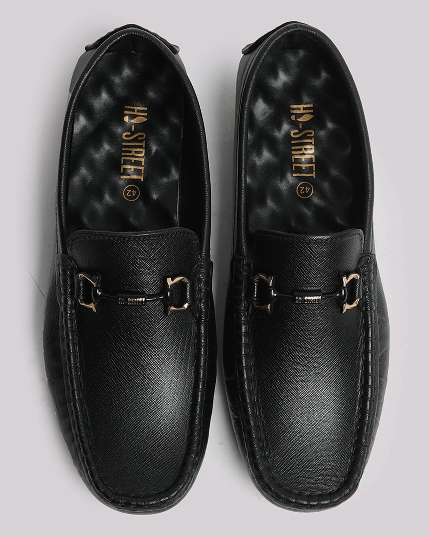 Black Textured Moccasin - Hi-Street