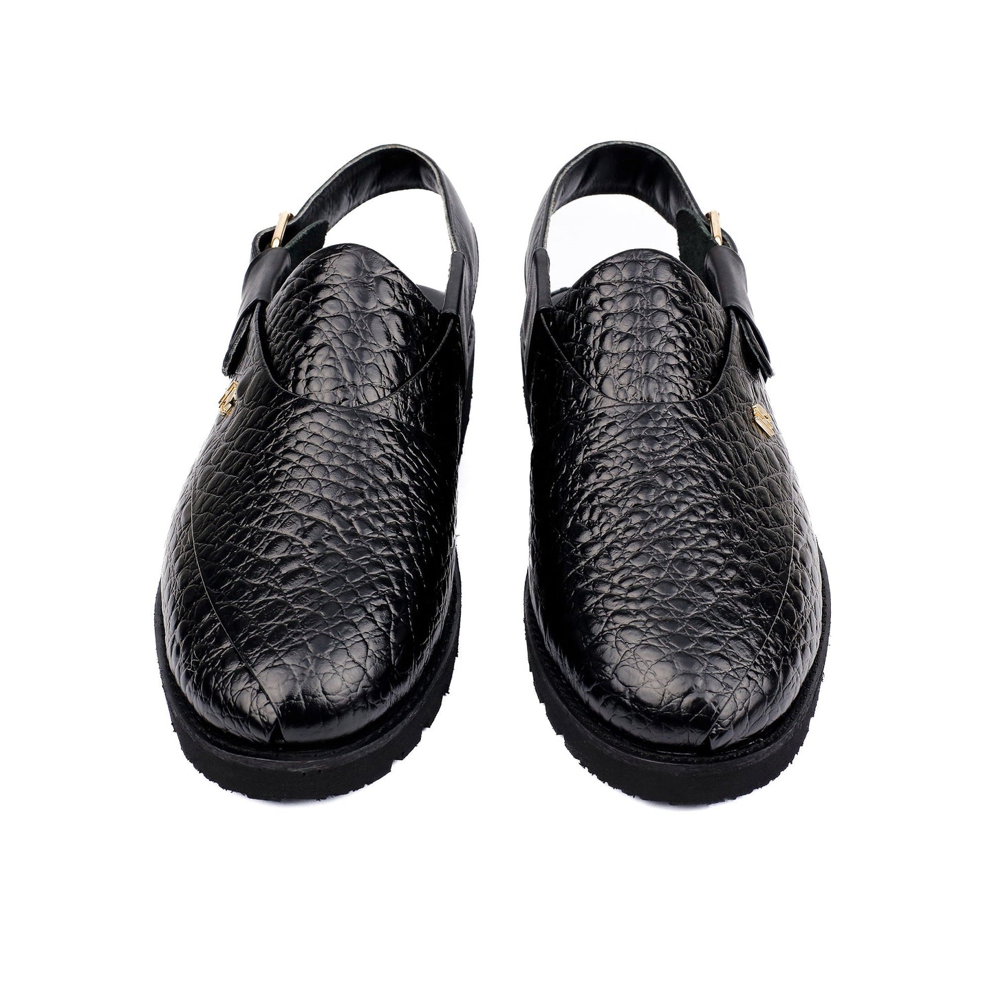 BLACK TEXTURED SANDAL - Hi-Street