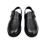 BLACK TEXTURED SANDAL - Hi-Street