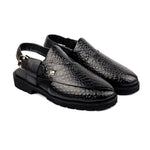 BLACK TEXTURED SANDAL - Hi-Street