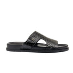 BLACK TWXTURED LEATHER SLIPPER - Hi-Street