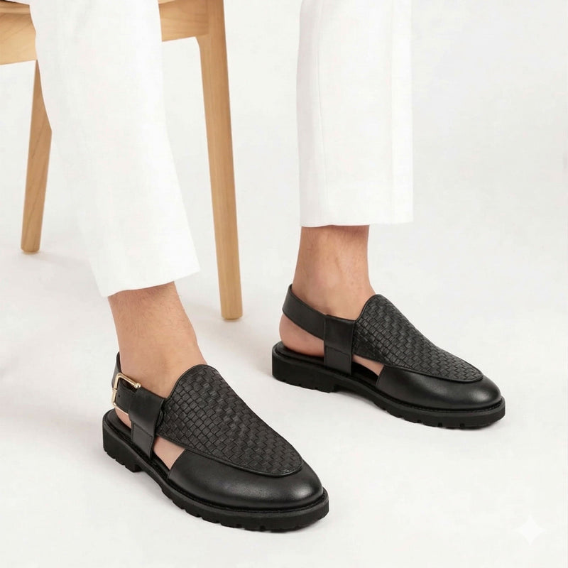 BRAIDED LEATHER COMFORT SANDAL - Hi-Street