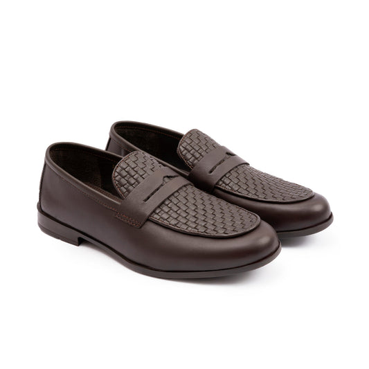 BRAIDED VAMP LEATHER SHOES - Hi-Street