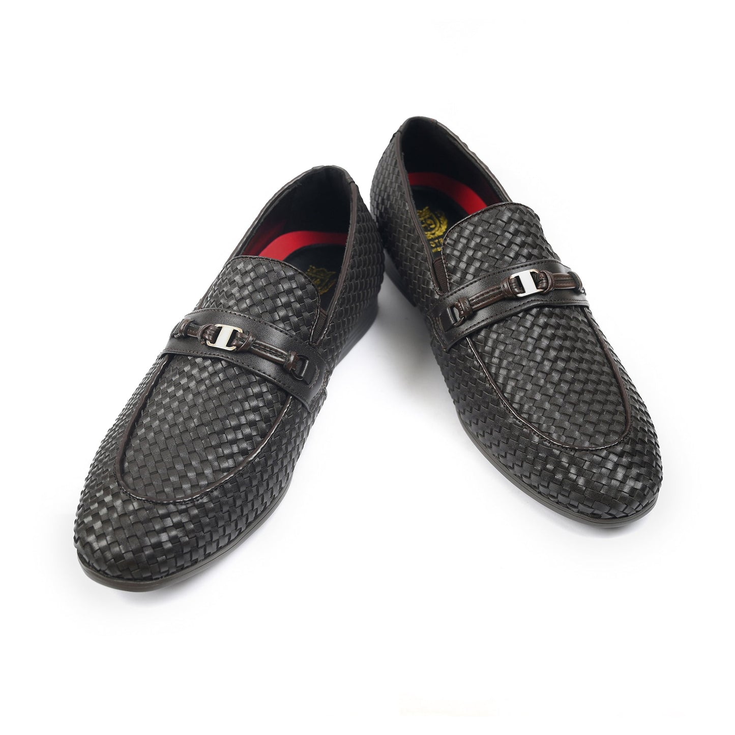 BROWN BRAIDED LEATHER SHOES - Hi-Street