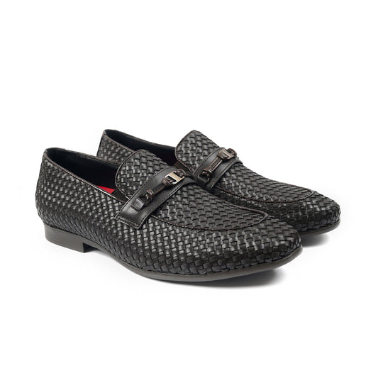 BROWN BRAIDED LEATHER SHOES - Hi-Street