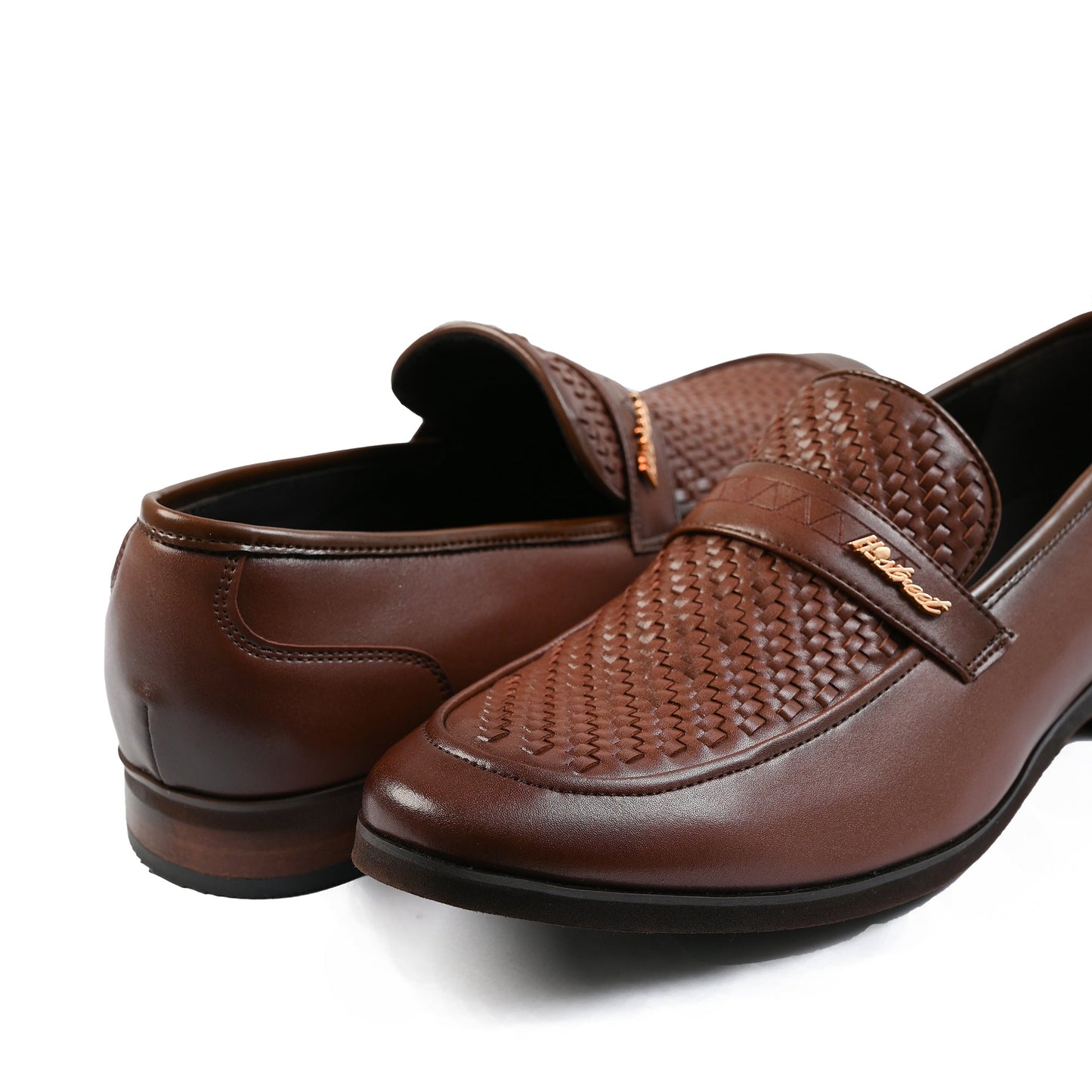 BROWN BRAIDED VAMP SHOES - Hi-Street