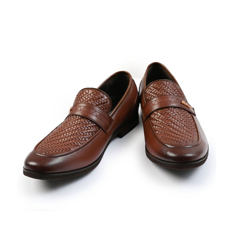 BROWN BRAIDED VAMP SHOES - Hi-Street