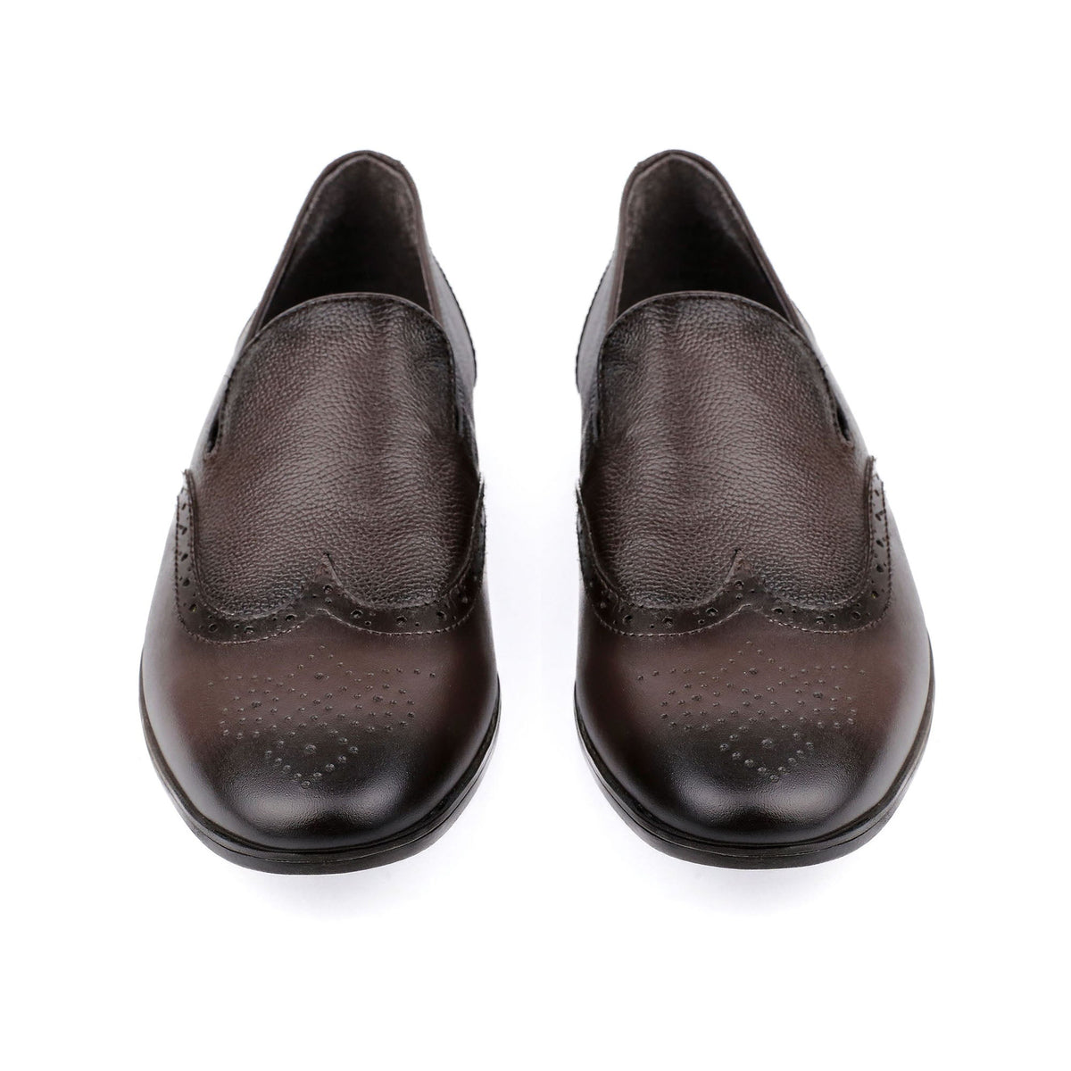 BROWN LEATHER BROUGE SHOES - Hi-Street