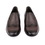 BROWN LEATHER BROUGE SHOES - Hi-Street