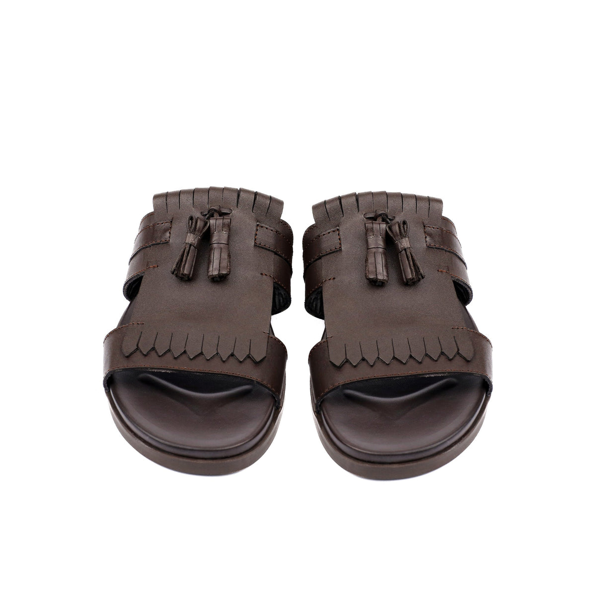 BROWN LEATHER TASSEL SLIPPER - Hi-Street