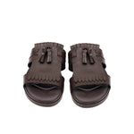 BROWN LEATHER TASSEL SLIPPER - Hi-Street
