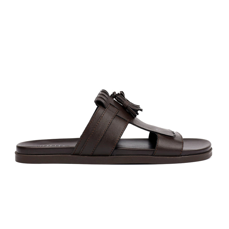 BROWN LEATHER TASSEL SLIPPER - Hi-Street
