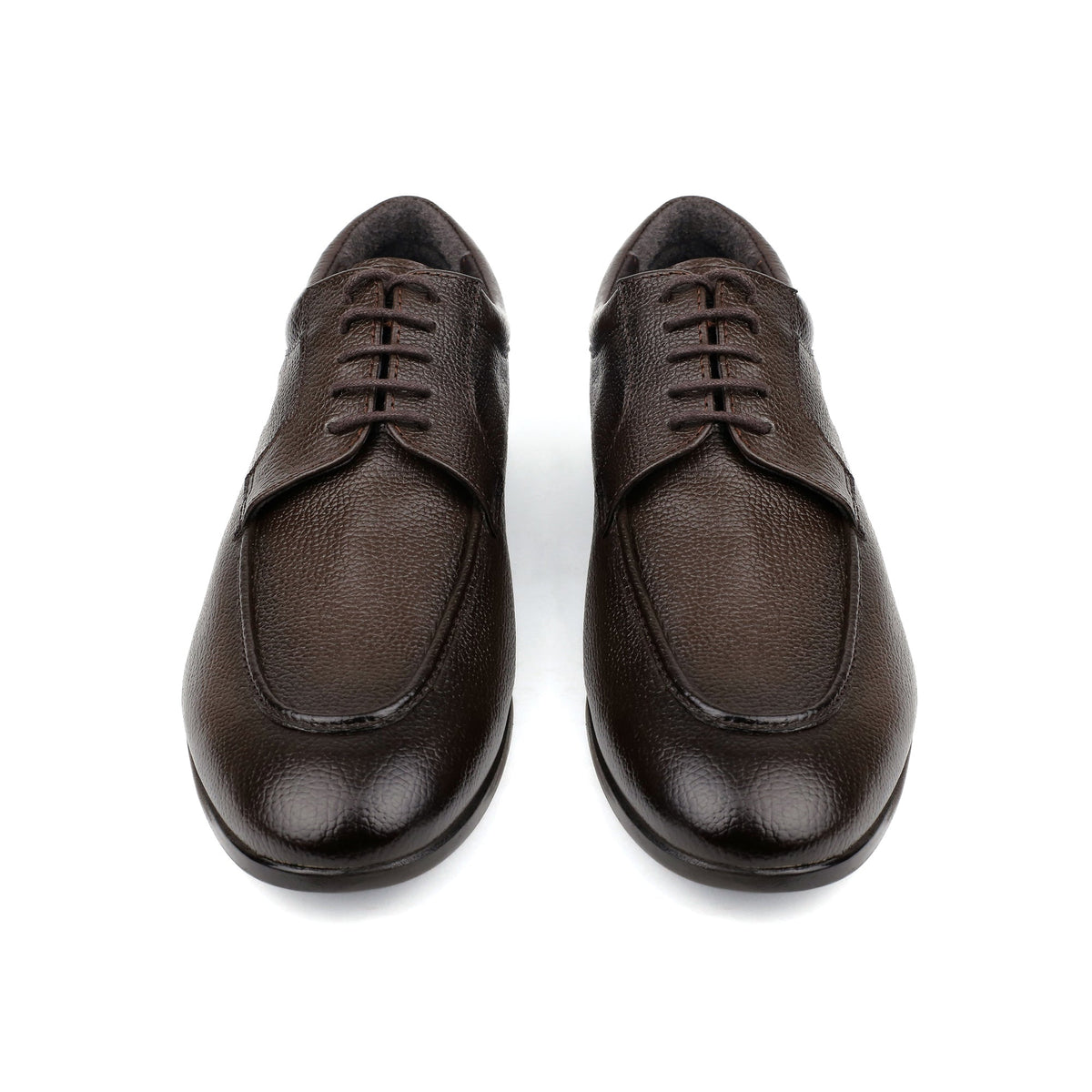 BROWN MILLED LEATHER LACE UP SHOES - Hi-Street