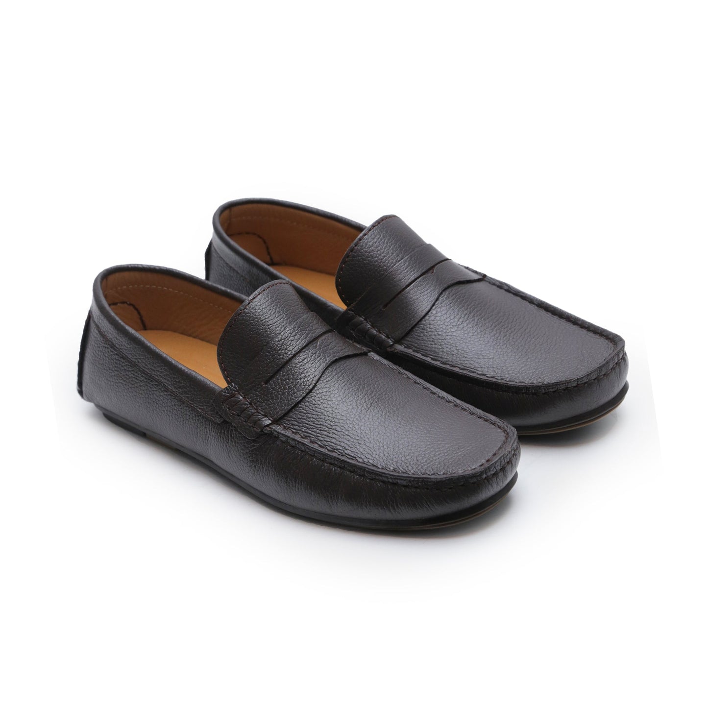BROWN MILT LEATHER MOCCASIN - Hi-Street