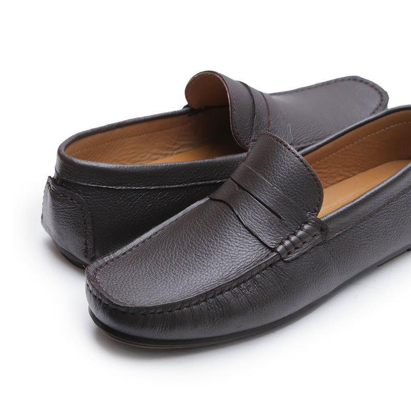 BROWN MILT LEATHER MOCCASIN - Hi-Street