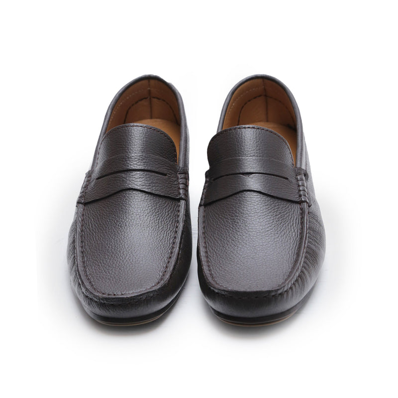BROWN MILT LEATHER MOCCASIN - Hi-Street