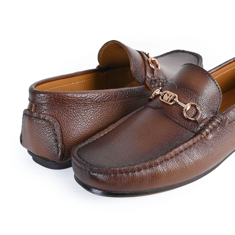 BROWN PEBBLE LEATHER MOCCASIN - Hi-Street