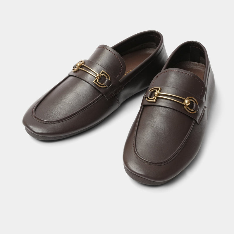 BROWN PLAIN LEATHER LOAFER - Hi-Street