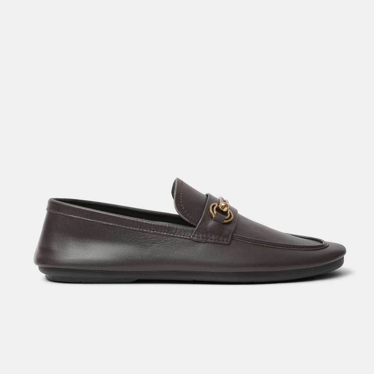 BROWN PLAIN LEATHER LOAFER - Hi-Street