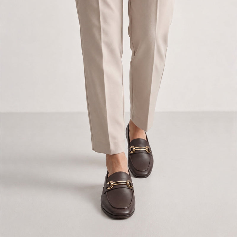 BROWN PLAIN LEATHER LOAFER - Hi-Street