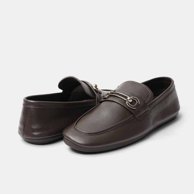 BROWN PLAIN LEATHER LOAFER - Hi-Street