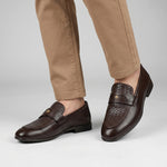 BROWN SPLIT LEATHER SHOES - Hi-Street
