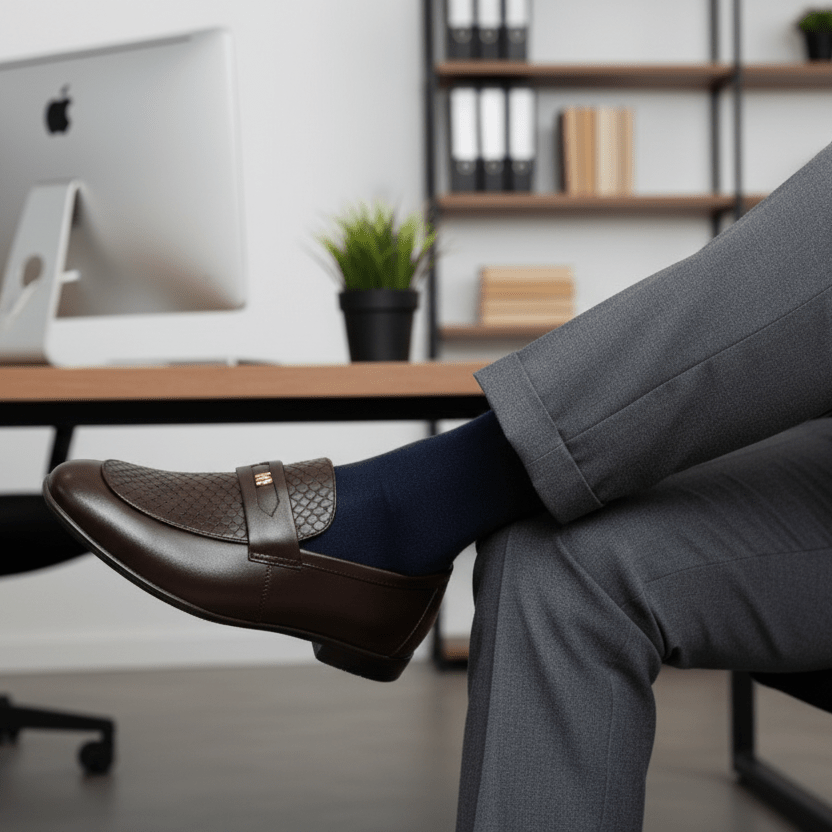BROWN SPLIT LEATHER SHOES - Hi-Street