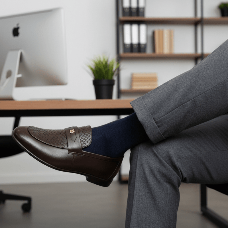 BROWN SPLIT LEATHER SHOES - Hi-Street
