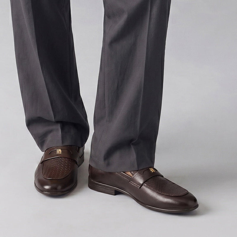 BROWN SPLIT LEATHER SHOES - Hi-Street