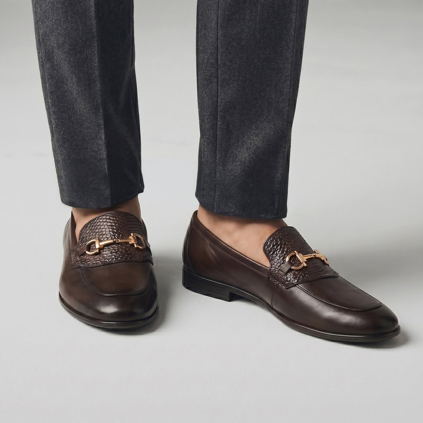 BROWN SPLIT LEATHER SHOES - Hi-Street