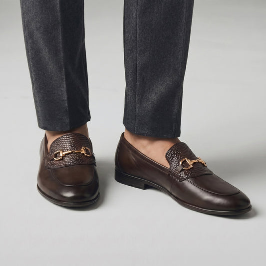 BROWN SPLIT LEATHER SHOES - Hi-Street