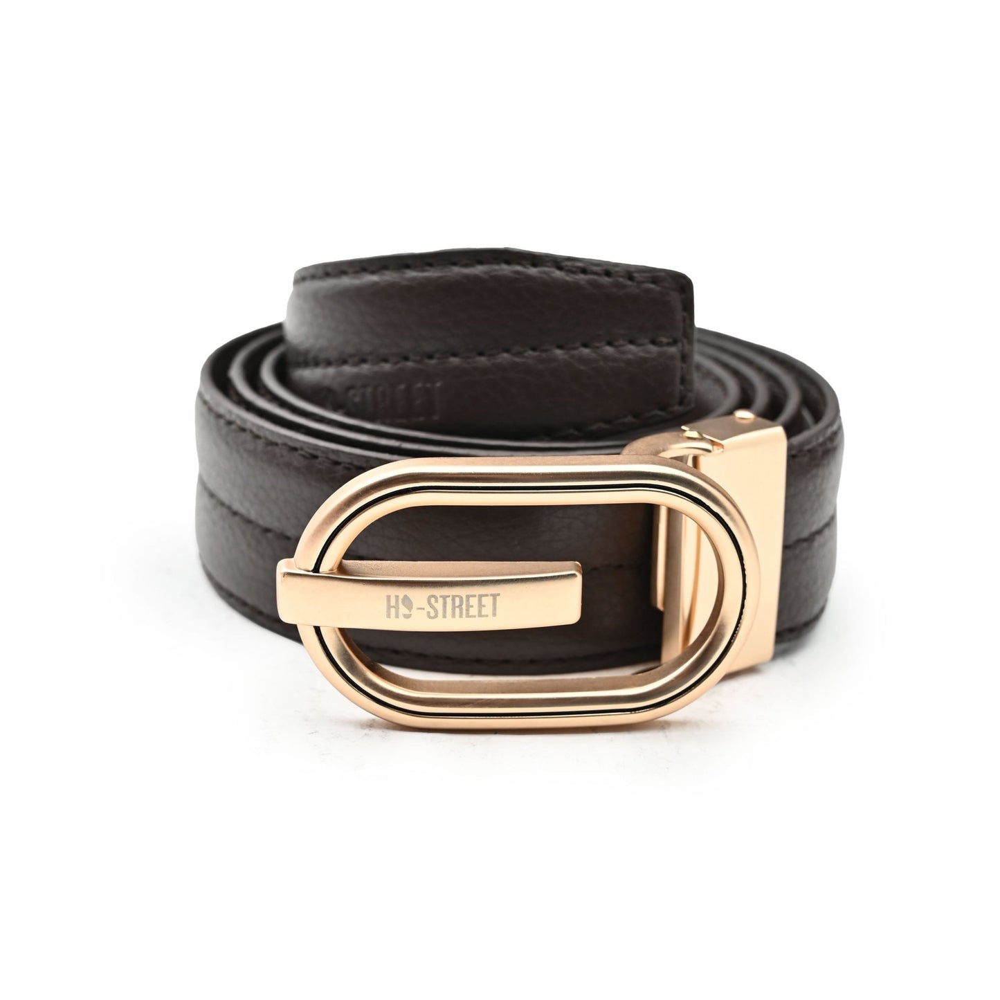 BROWN STITCHED LEATHER BELT - Hi-Street
