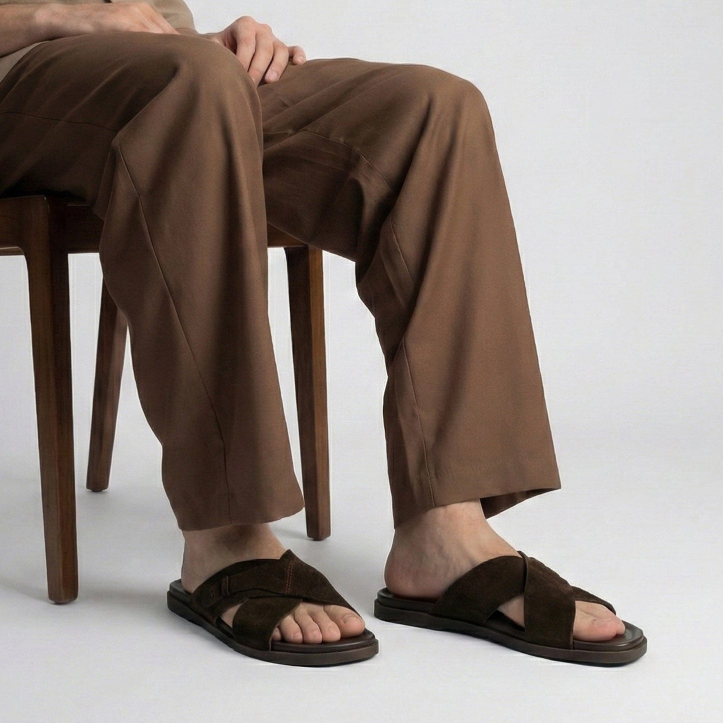 BROWN SUEDE LEATHER EVA SLIPPER - Hi-Street