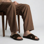 BROWN SUEDE LEATHER EVA SLIPPER - Hi-Street