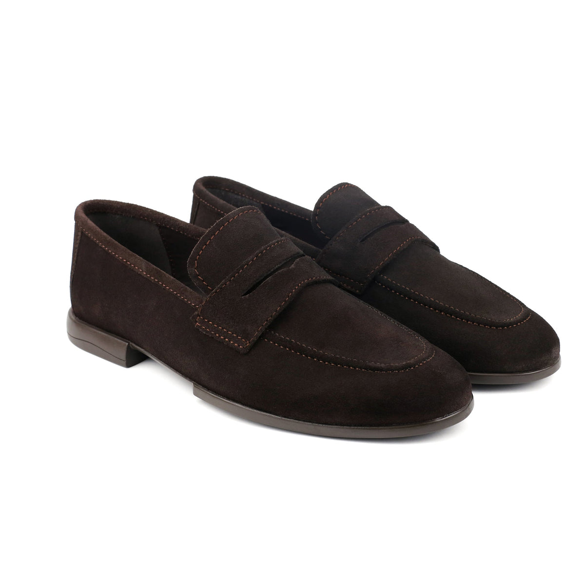 BROWN SUEDE LEATHER LOAFERS - Hi-Street