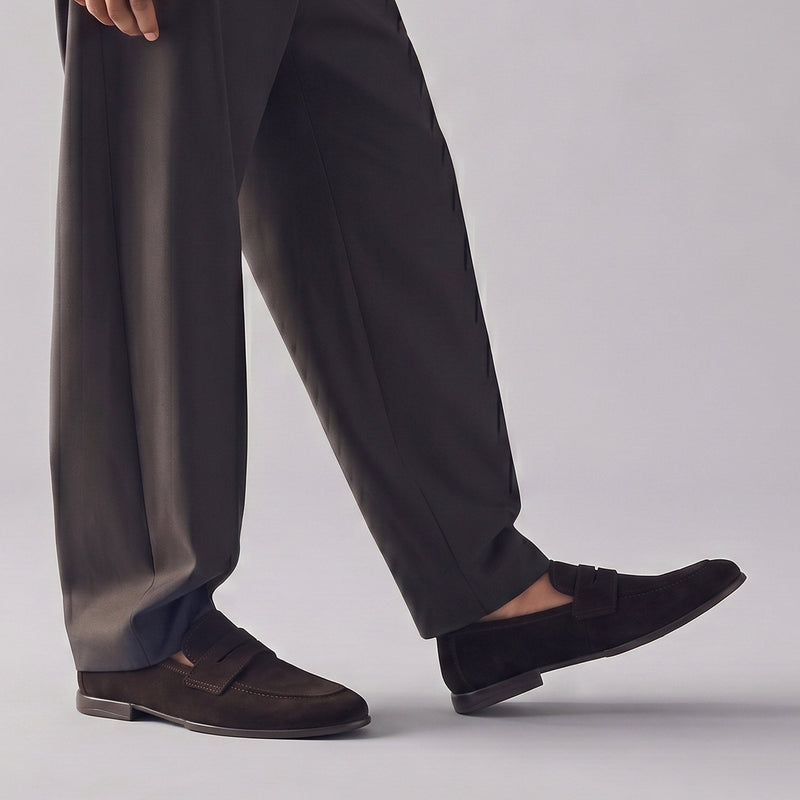 BROWN SUEDE LEATHER LOAFERS - Hi-Street