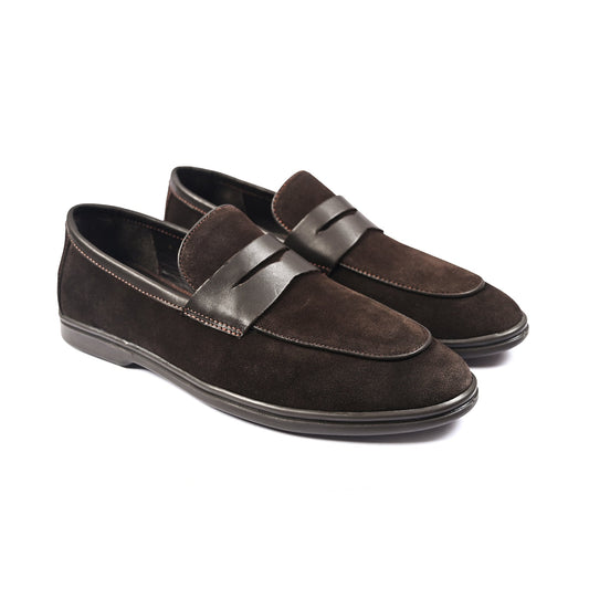 BROWN SUEDE LEATHER LOAFERS - Hi-Street