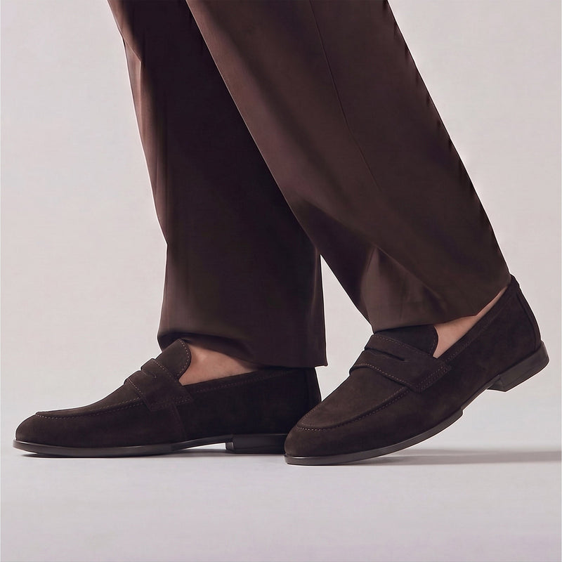 BROWN SUEDE LEATHER LOAFERS - Hi-Street