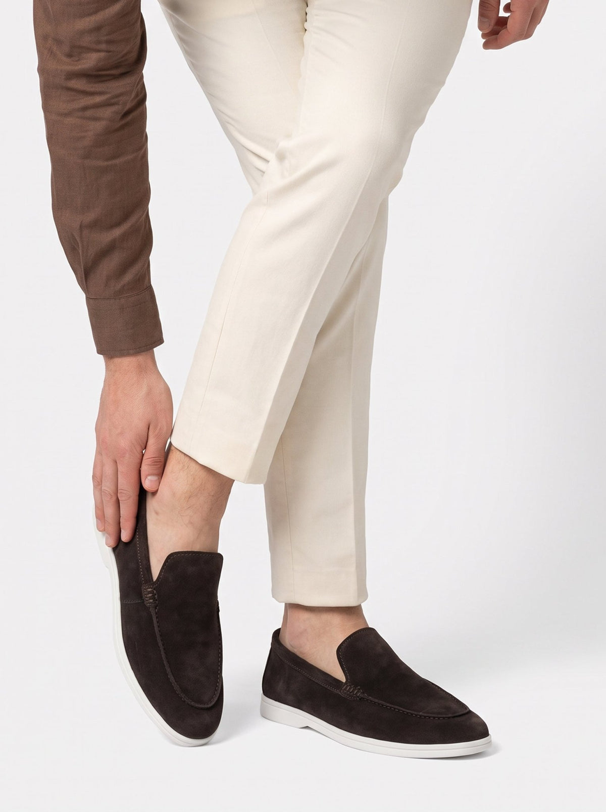 BROWN SUEDE LEATHER LOAFERS - Hi-Street