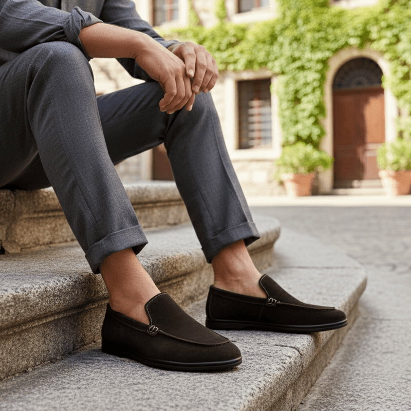 BROWN SUEDE OLD MONEY LOAFERS - Hi-Street