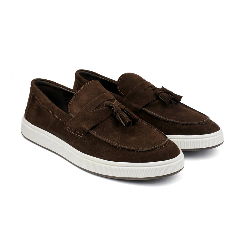 BROWN SUEDE TASSEL SHOES - Hi-Street