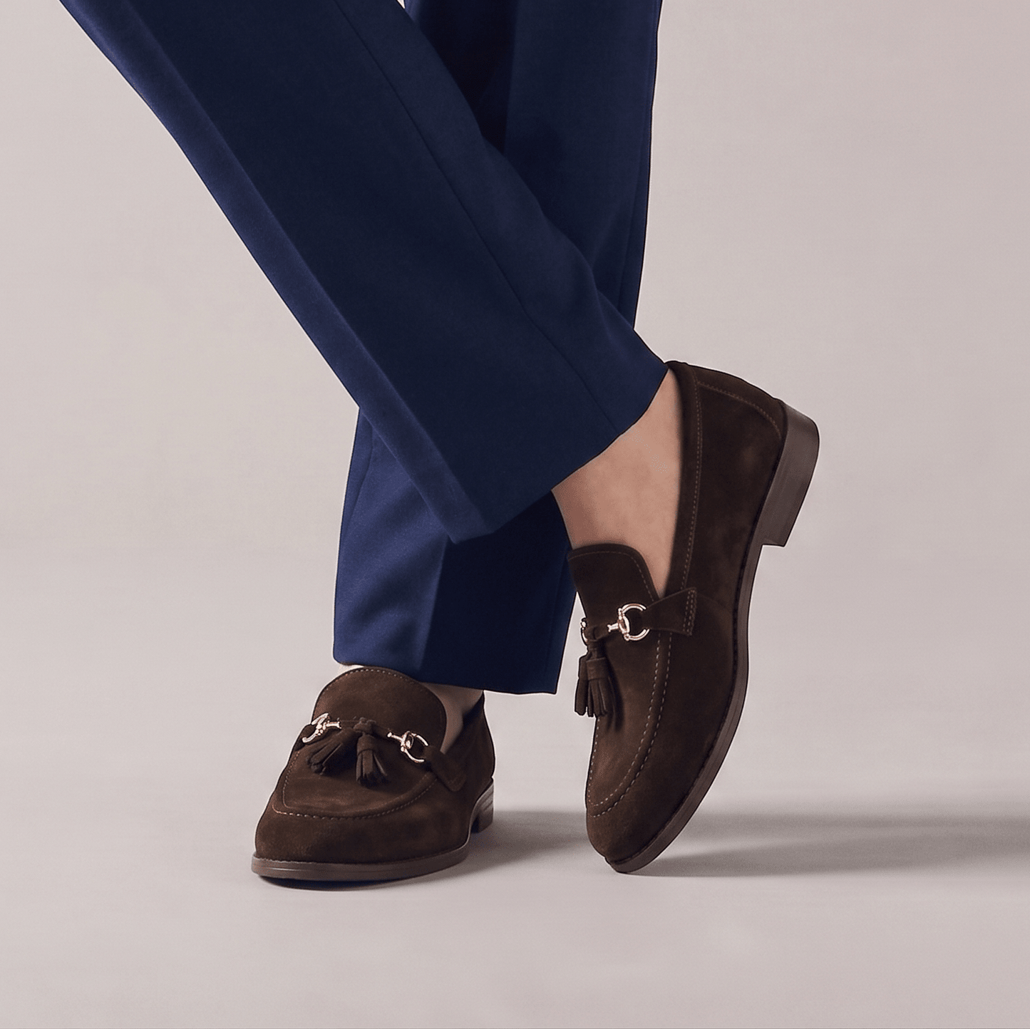 BROWN SUEDE TASSEL SHOES - Hi-Street