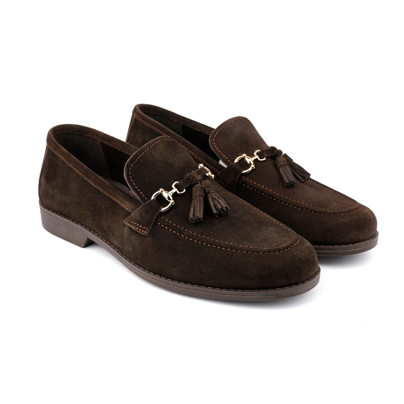 BROWN SUEDE TASSEL SHOES - Hi-Street