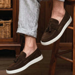 BROWN SUEDE TASSEL SHOES - Hi-Street
