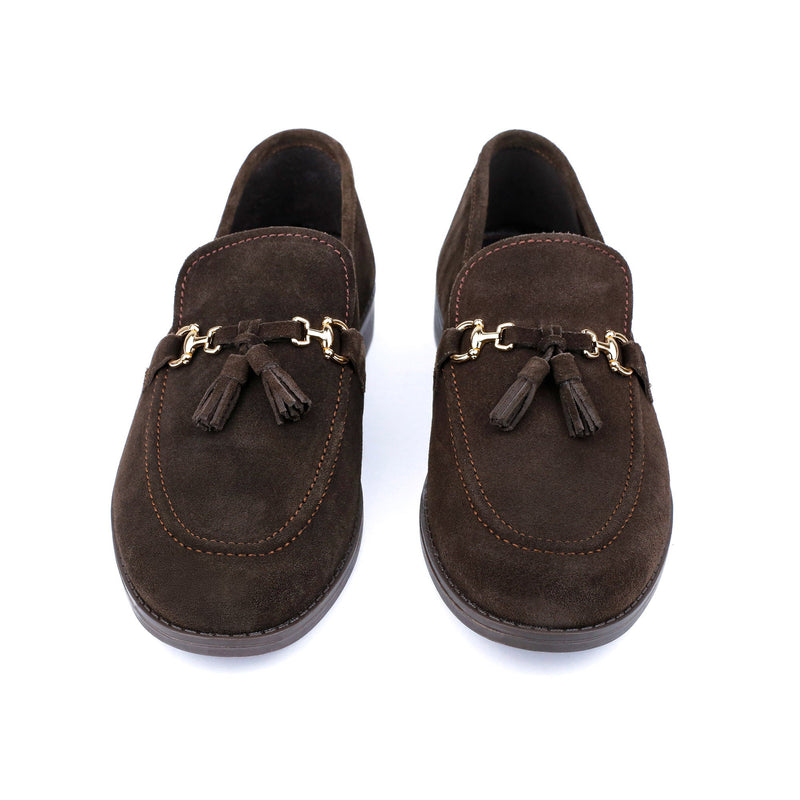 BROWN SUEDE TASSEL SHOES - Hi-Street