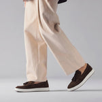 BROWN SUEDE TASSEL SHOES - Hi-Street