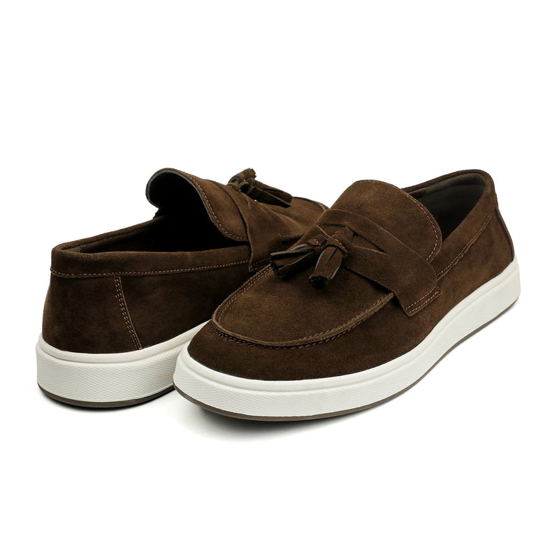 BROWN SUEDE TASSEL SHOES - Hi-Street