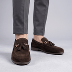 BROWN SUEDE TASSEL SHOES - Hi-Street
