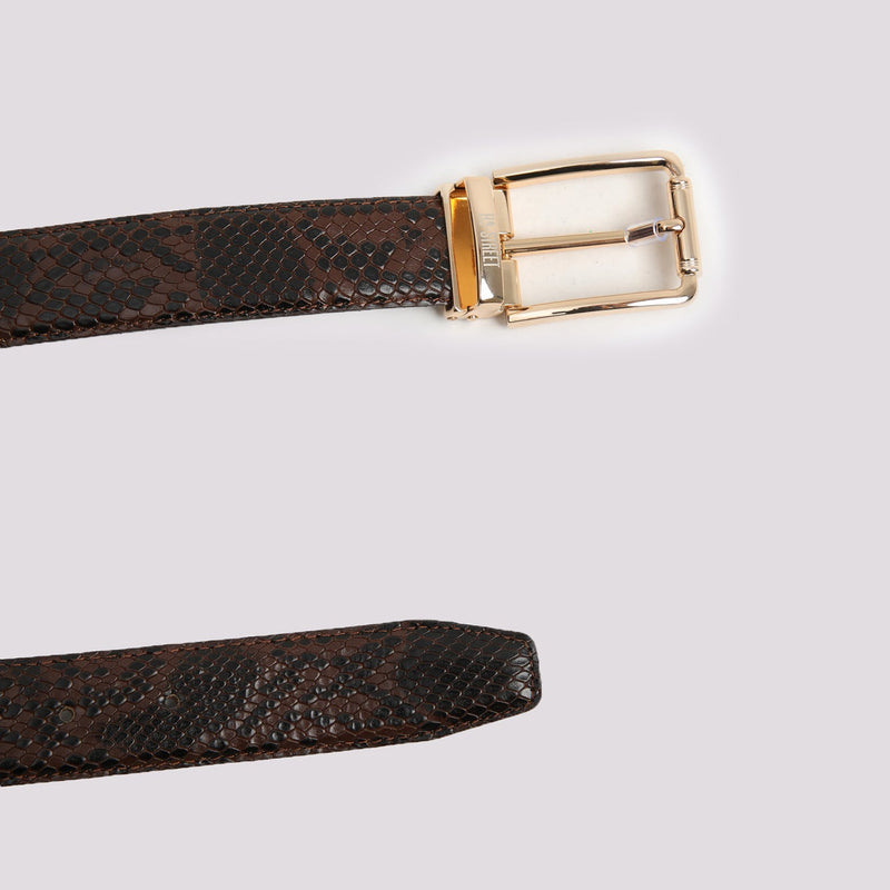 Brown Textured Leather Belt - Hi-Street