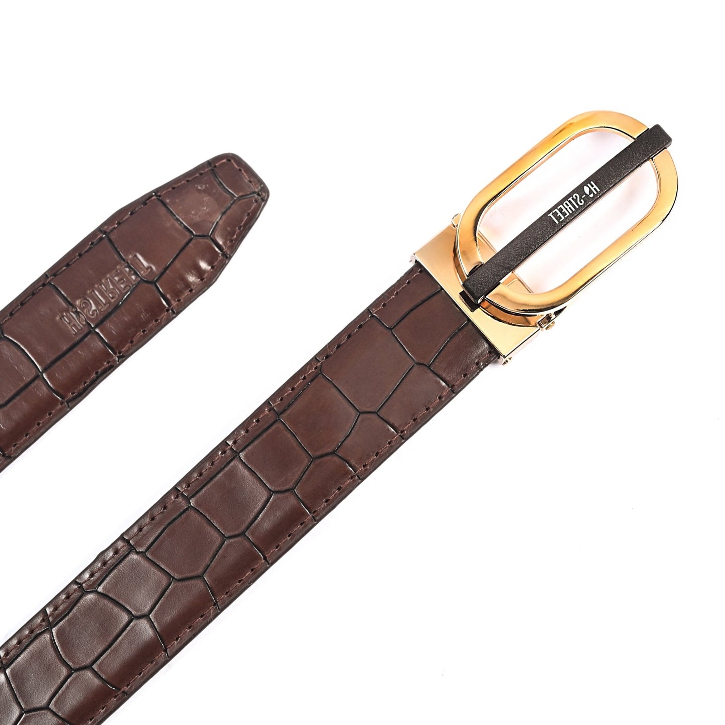 BROWN TEXTURED LEATHER BELT - Hi-Street